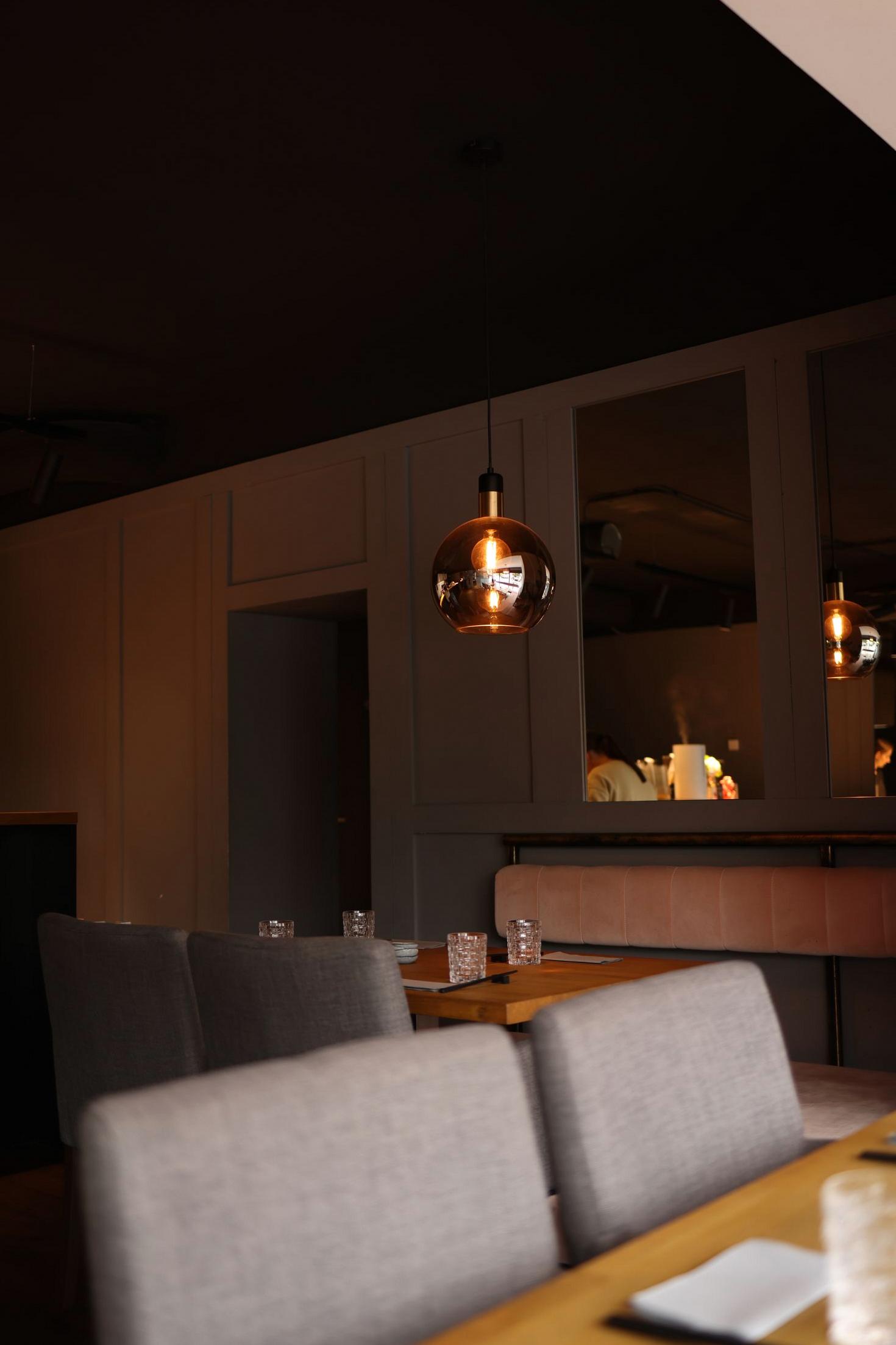 Warm restaurant interior in Amsterdam